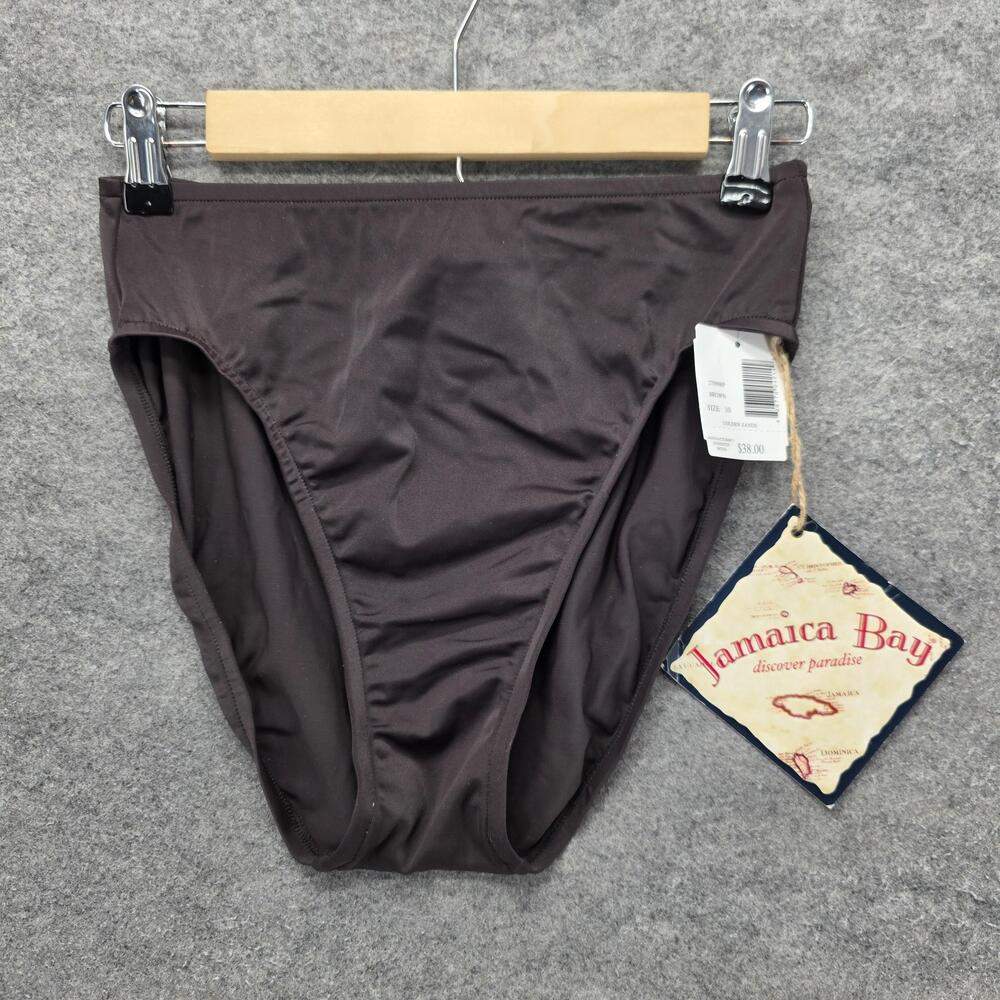 Jamaica Bay Bikini Bottom Womens 10 Brown High-Waisted Lined Stretch Swimwear